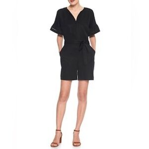 2/$20 NWT Banana Republic Factory Black Ruffle Sleeve Split Neck Romper